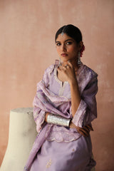 Lilac  Chanderi Kurta set (With Pant & Dupatta)