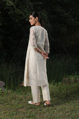 Chikankari Chanderi Suit Set (with embroidered Pants)