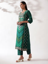 Green Dola Jacquard Suit Set (with Pants and Dupatta)