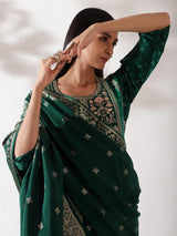 Green Dola Jacquard Suit Set (with Pants and Dupatta)