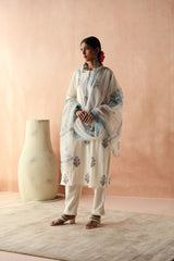 Hand block printed cotton suit set (With Pants & Dupatta)