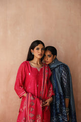 Pink   Chanderi Kurta set ( With Pant & Dupatta)