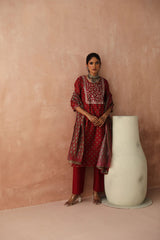 Maroon  Chanderi Kurta set (With Pant & Dupatta)