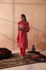 Dark Pink   Chanderi Kurta set (With Pant & Dupatta)