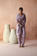 Lilac  Chanderi Kurta set (With Pant & Dupatta)