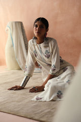 Hand block printed cotton suit set (With Pants & Dupatta)