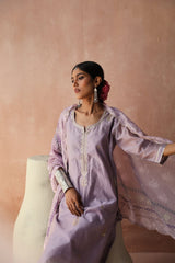 Lilac  Chanderi Kurta set (With Pant & Dupatta)