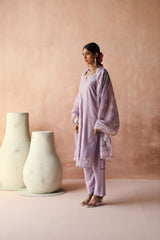 Lilac  Chanderi Kurta set (With Pant & Dupatta)