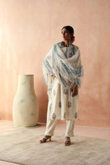 Hand block printed cotton suit set (With Pants & Dupatta)