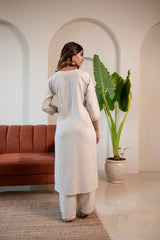 Off White Cotton Linen Kurta set