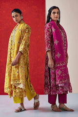 Pink Chanderi Suit Set (with Pants and Dupatta)