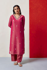 Pure Crushed Tissue Suit Set In Blush Pink (With Pants And Dupatta)