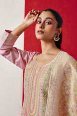 Pink Dola Jacquard Straight Fit Suit Set (With Pants and Dupatta)