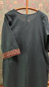 Green Straight Fit Cotton Kurta Set