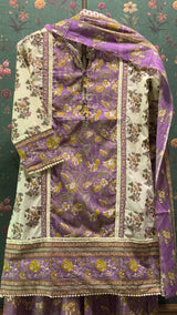 Cream Straight fit Cotton Suit Set