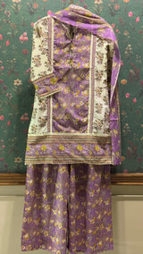 Cream Straight fit Cotton Suit Set