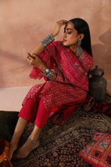 Dark Pink   Chanderi Kurta set (With Pant & Dupatta)