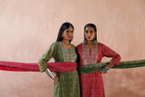 Dark Pink   Chanderi Kurta set (With Pant & Dupatta)