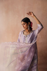 Lilac  Chanderi Kurta set (With Pant & Dupatta)