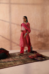 Dark Pink   Chanderi Kurta set (With Pant & Dupatta)