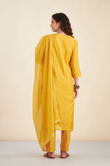 Mustard  Chanderi Suit Set (with Pants and Dupatta)