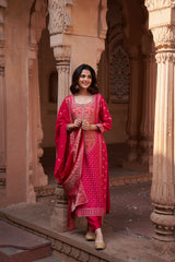 Pink Dola Jacquard Suit Set (with Pants and Dupatta)